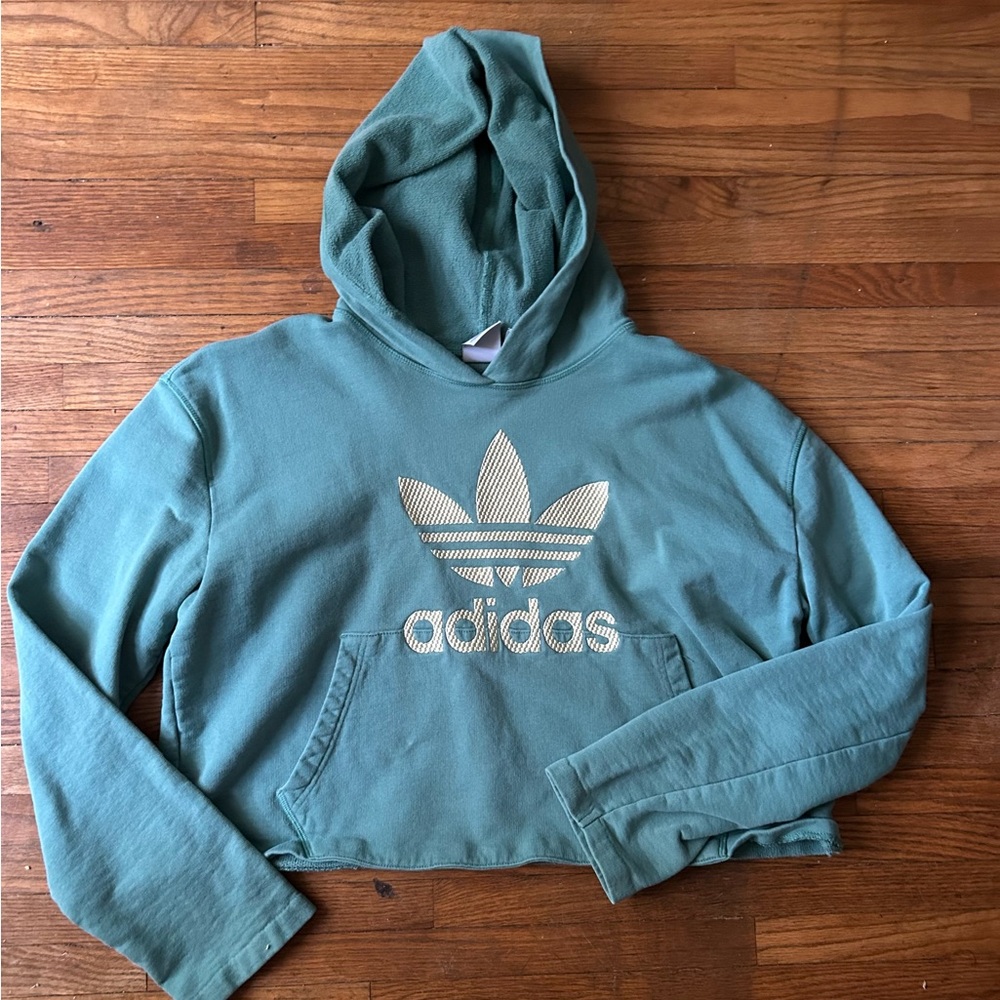 Adidas Cropped Green Hoodie